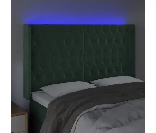 Gultas Galvgalis Ar Led, 147X16X118/128 Cm, Tumši Zaļš Samts Vidaxl