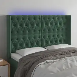Gultas Galvgalis Ar Led, 147X16X118/128 Cm, Tumši Zaļš Samts Vidaxl