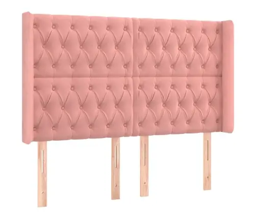 Gultas Galvgalis Ar Led, 147X16X118/128 Cm, Rozā Samts Vidaxl