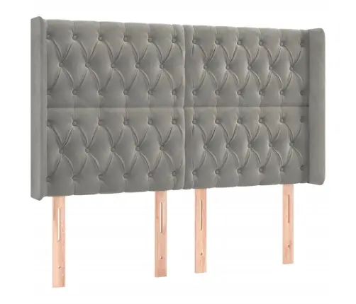 Gultas Galvgalis Ar Led, 163X16X118/128 Cm, Gaiši Pelēks Samts Vidaxl