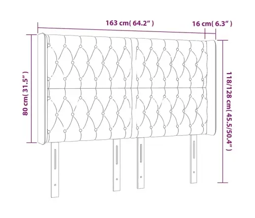 Gultas Galvgalis Ar Led, 163X16X118/128 Cm, Tumši Zaļš Samts Vidaxl
