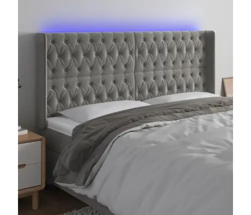 Galvūgalis Su Led, Šviesiai Pilkas, 183X16X118/128cm Aksomas