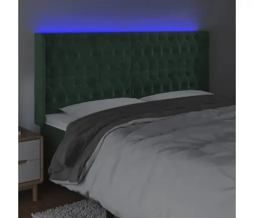 Gultas Galvgalis Ar Led, 183X16X118/128 Cm, Tumši Zaļš Samts  Vidaxl
