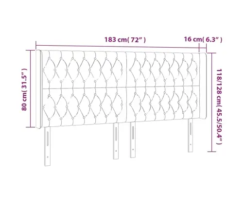 Gultas Galvgalis Ar Led, 183X16X118/128 Cm, Tumši Zaļš Samts  Vidaxl