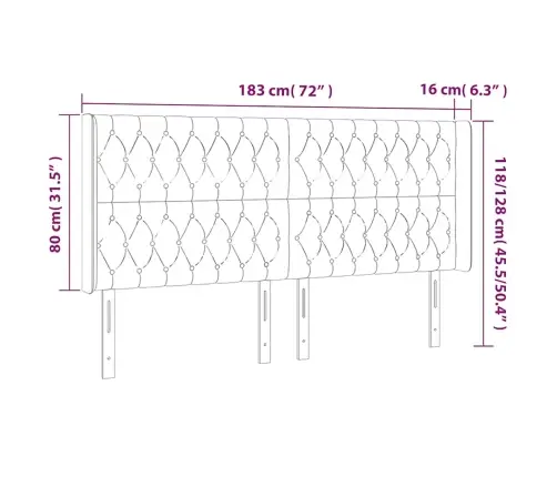 Gultas Galvgalis Ar Led, 183X16X118/128 Cm, Tumši Zaļš Samts  Vidaxl