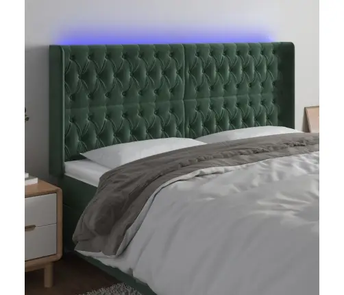Gultas Galvgalis Ar Led, 183X16X118/128 Cm, Tumši Zaļš Samts  Vidaxl