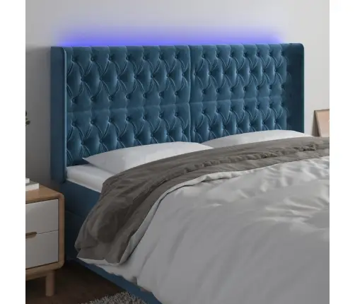 Galvūgalis Su Led, Tamsiai Mėlynas, 183X16X118/128cm Aksomas