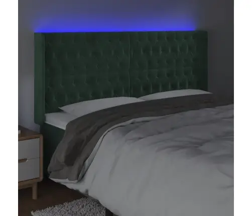 Gultas Galvgalis Ar Led, 203X16X118/128 Cm, Tumši Zaļš Samts Vidaxl