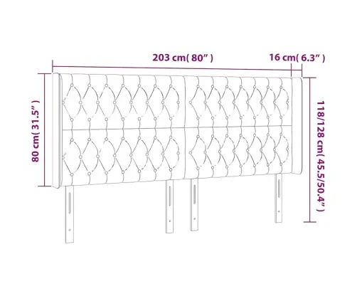 Gultas Galvgalis Ar Led, 203X16X118/128 Cm, Tumši Zaļš Samts Vidaxl