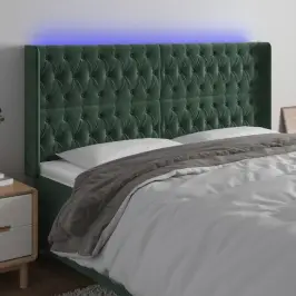 Gultas Galvgalis Ar Led, 203X16X118/128 Cm, Tumši Zaļš Samts Vidaxl