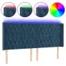Gultas Galvgalis Ar Led, 203X16X118/128 Cm, Tumši Zils Samts Vidaxl
