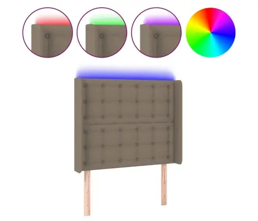 Gultas Galvgalis Ar Led, 83X16X118/128 Cm, Pelēkbrūns Audums Vidaxl