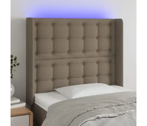 Gultas Galvgalis Ar Led, 83X16X118/128 Cm, Pelēkbrūns Audums Vidaxl