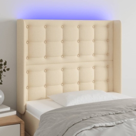 Gultas Galvgalis Ar Led, 83X16X118/128 Cm, Krēmkrāsas Audums Vidaxl