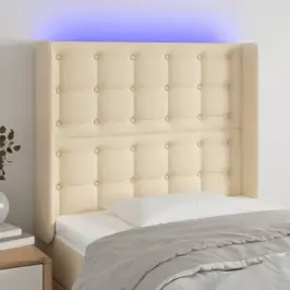 Gultas Galvgalis Ar Led, 83X16X118/128 Cm, Krēmkrāsas Audums Vidaxl