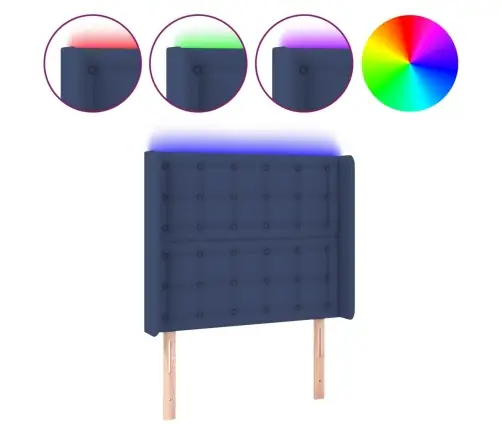 Galvūgalis Su Led, Mėlynos Spalvos, 83X16X118/128cm Audinys Galvūgalis Su Led, Mėlynos Spalvos, 83X16X118/128cm Audinys