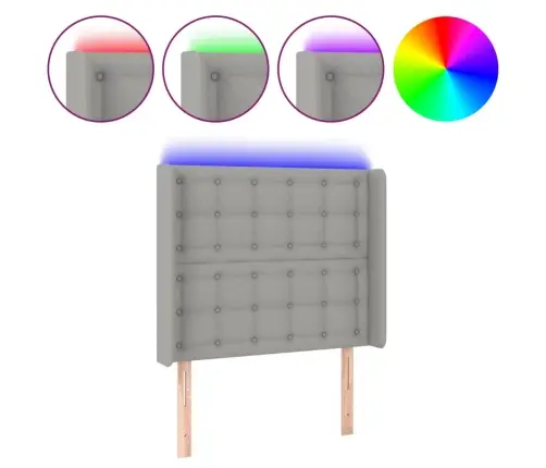 Gultas Galvgalis Ar Led, 93X16X118/128 Cm, Gaiši Pelēks Audums Vidaxl