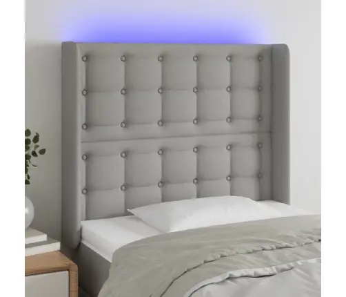 Gultas Galvgalis Ar Led, 93X16X118/128 Cm, Gaiši Pelēks Audums Vidaxl