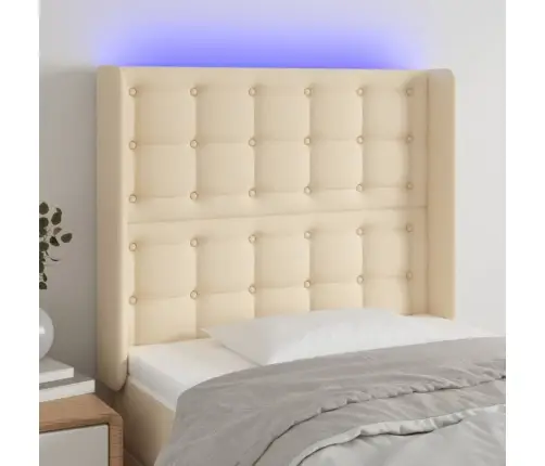 Gultas Galvgalis Ar Led, 93X16X118/128 Cm, Krēmkrāsas Audums Vidaxl