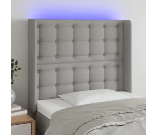 Gultas Galvgalis Ar Led, 103X16X118/128 Cm, Gaiši Pelēks Audums Vidaxl