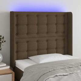 Gultas Galvgalis Ar Led, 103X16X118/128 Cm, Tumši Brūns Audums Vidaxl
