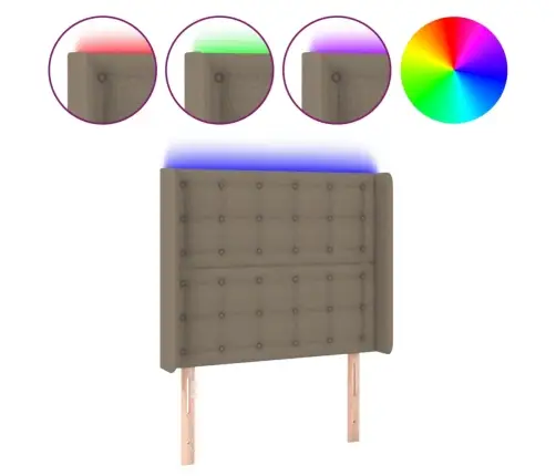 Gultas Galvgalis Ar Led, 103X16X118/128 Cm, Pelēkbrūns Audums Vidaxl