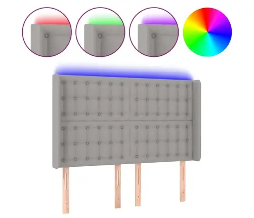 Gultas Galvgalis Ar Led, 147X16X118/128 Cm, Gaiši Pelēks Audums Vidaxl