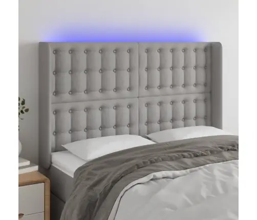 Gultas Galvgalis Ar Led, 147X16X118/128 Cm, Gaiši Pelēks Audums Vidaxl