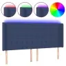 Gultas Galvgalis Ar Led, 163X16X118/128 Cm, Zils Audums Vidaxl
