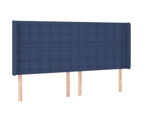Gultas Galvgalis Ar Led, 163X16X118/128 Cm, Zils Audums Vidaxl