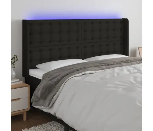 Gultas Galvgalis Ar Led, 183X16X118/128 Cm, Melns Audums Vidaxl