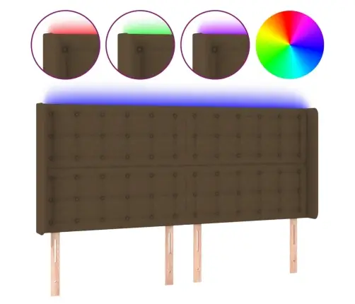 Gultas Galvgalis Ar Led, 203X16X118/128 Cm, Tumši Brūns Audums Vidaxl