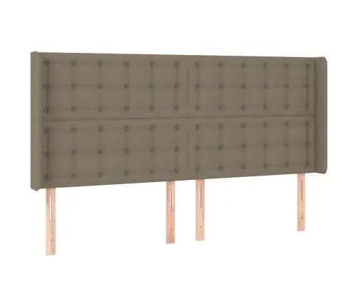 Gultas Galvgalis Ar Led, 203X16X118/128 Cm, Pelēkbrūns Audums Vidaxl