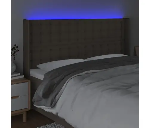 Gultas Galvgalis Ar Led, 203X16X118/128 Cm, Pelēkbrūns Audums Vidaxl