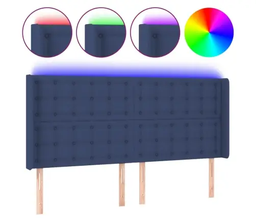 Galvūgalis Su Led, Mėlynos Spalvos, 203X16X118/128cm Audinys