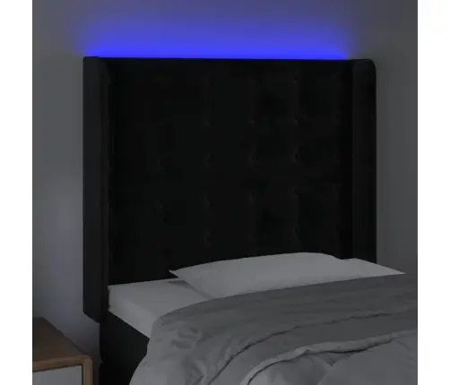 Gultas Galvgalis Ar Led, 83X16X118/128 Cm, Melns Samts Vidaxl Gultas Galvgalis Ar Led, 83X16X118/128 Cm, Melns Samts Vidaxl