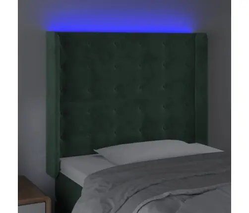 Gultas Galvgalis Ar Led, 83X16X118/128 Cm, Tumši Zaļš Samts Vidaxl