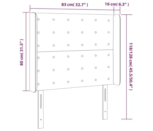 Gultas Galvgalis Ar Led, 83X16X118/128 Cm, Tumši Zaļš Samts Vidaxl