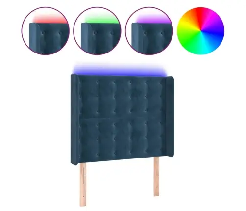 Gultas Galvgalis Ar Led, 83X16X118/128 Cm, Tumši Zils Samts Vidaxl Gultas Galvgalis Ar Led, 83X16X118/128 Cm, Tumši Zils Samts Vidaxl