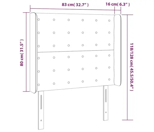 Gultas Galvgalis Ar Led, 83X16X118/128 Cm, Tumši Zils Samts Vidaxl