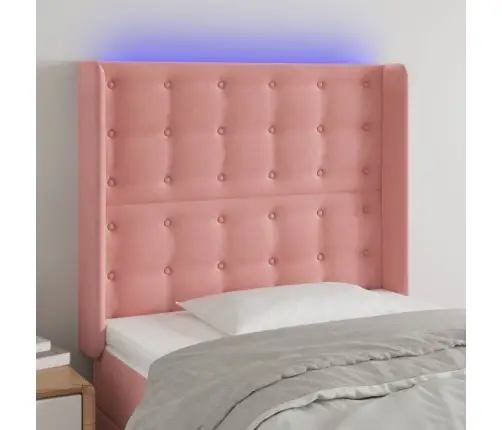 Gultas Galvgalis Ar Led, 83X16X118/128 Cm, Rozā Samts Vidaxl Gultas Galvgalis Ar Led, 83X16X118/128 Cm, Rozā Samts Vidaxl