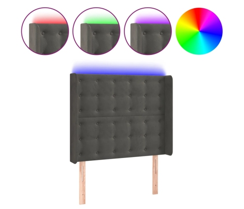 Gultas Galvgalis Ar Led, 93X16X118/128 Cm, Tumši Pelēks Samts Vidaxl