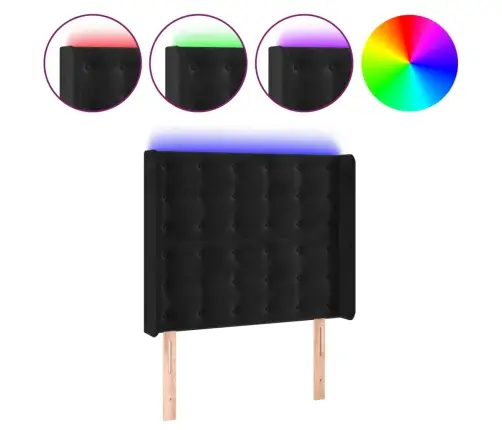 Gultas Galvgalis Ar Led, 93X16X118/128 Cm, Melns Samts Vidaxl