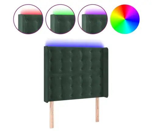 Gultas Galvgalis Ar Led, 93X16X118/128 Cm, Tumši Zaļš Samts Vidaxl