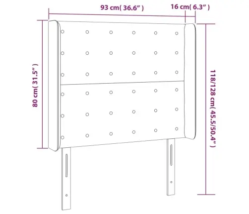 Gultas Galvgalis Ar Led, 93X16X118/128 Cm, Tumši Zaļš Samts Vidaxl