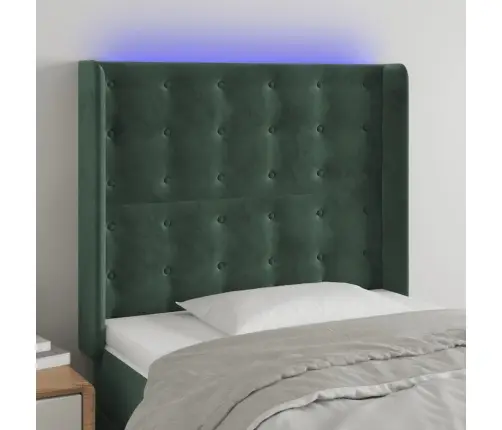Gultas Galvgalis Ar Led, 93X16X118/128 Cm, Tumši Zaļš Samts Vidaxl