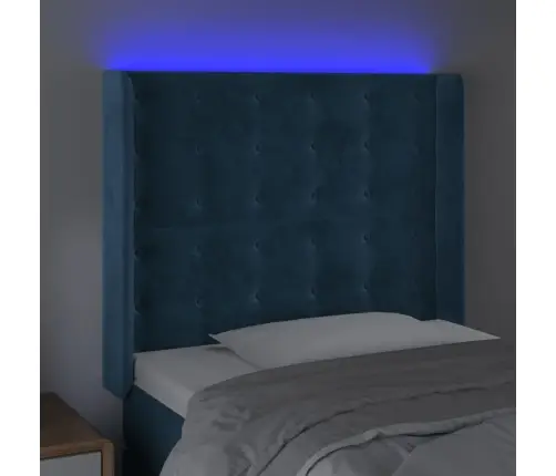 Gultas Galvgalis Ar Led, 93X16X118/128 Cm, Tumši Zils Samts Vidaxl Gultas Galvgalis Ar Led, 93X16X118/128 Cm, Tumši Zils Samts Vidaxl