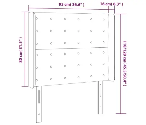 Gultas Galvgalis Ar Led, 93X16X118/128 Cm, Tumši Zils Samts Vidaxl