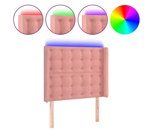 Galvūgalis Su Led, Rožinės Spalvos, 93X16X118/128cm Aksomas