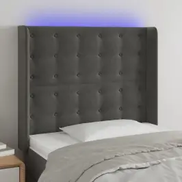 Galvūgalis Su Led, Tamsiai Pilkas, 103X16X118/128cm Aksomas